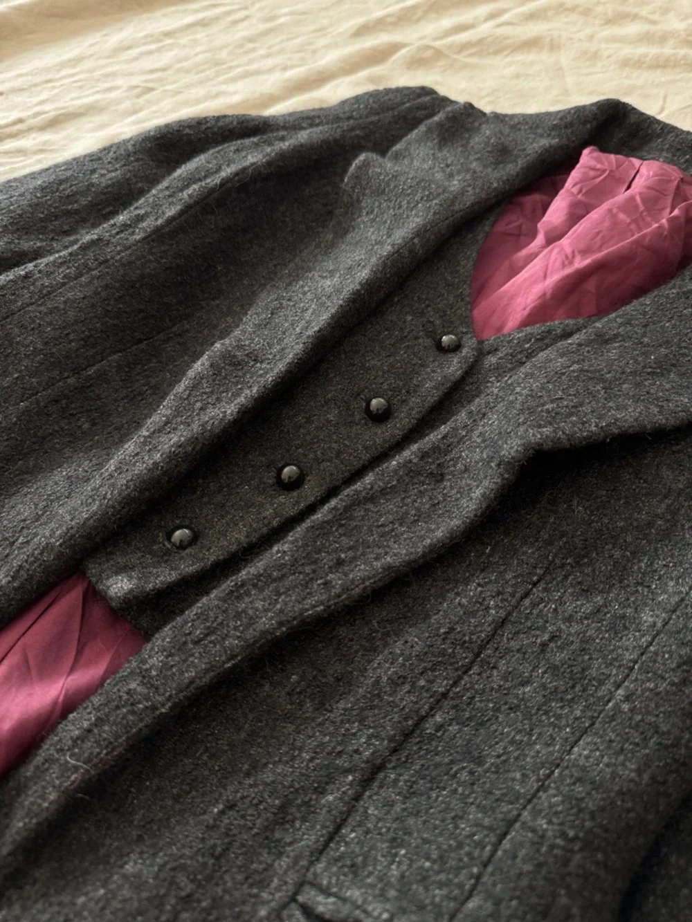 Vintage Edwardian style Charcoal grey Blazer w waistcoat vest xs academia - Picture 9 of 16
